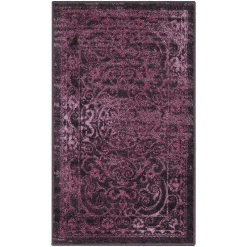 Maples Rugs Pelham Transitional Area Rugs - Made in USA - Washable, Non Slip, Indoor Carpet for Entryway, Foyer, Kitchen, and Bathroom, 1'8 x 2'10, Wineberry - Image 1